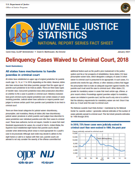 Delinquency Cases Waived to Criminal Court, 2018 cover thumbnail