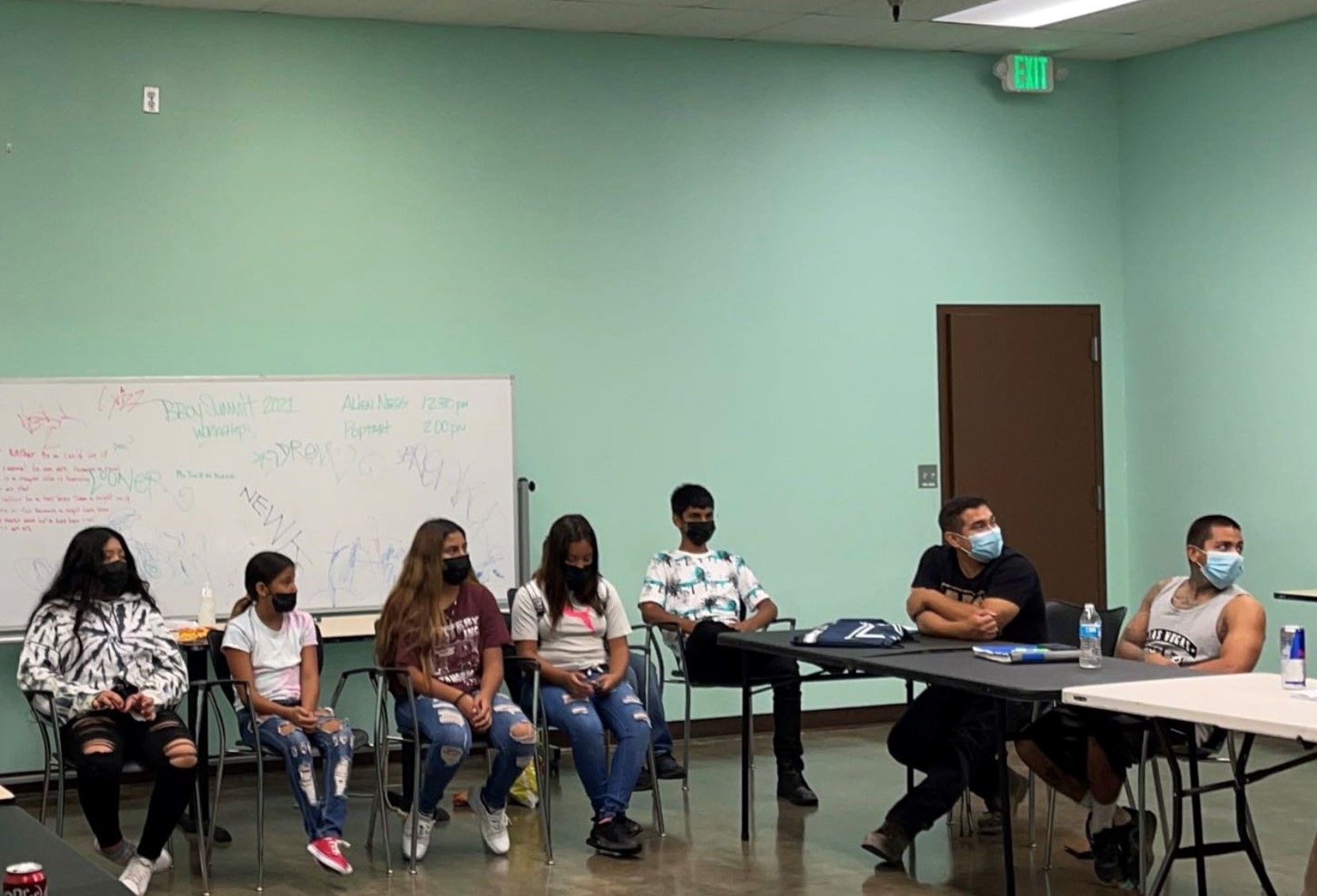 Participants in a Volunteers of America Los Angeles program to prevent youth involvement in gangs meet with formerly incarcerated gang members at a Los Angeles detention center. Photo courtesy of Volunteers of American Los Angeles.