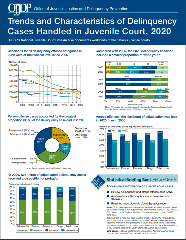 Thumbnail for “Trends and Characteristics of Delinquency Cases Handled in Juvenile Court, 2020”
