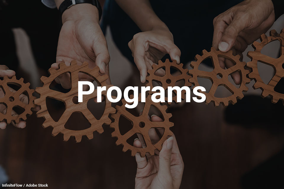 Programs with a set of hands each holding a cog